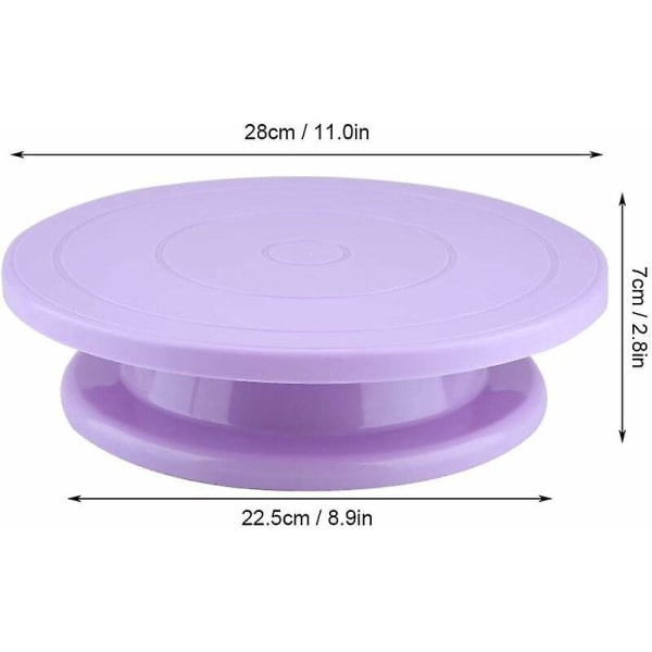 Roterende kakeplate, roterende kakeholder, sklisikre roterende bunndekoreringsverktøy for baking av små kaker bakverk (roterende kakeplate, lilla)