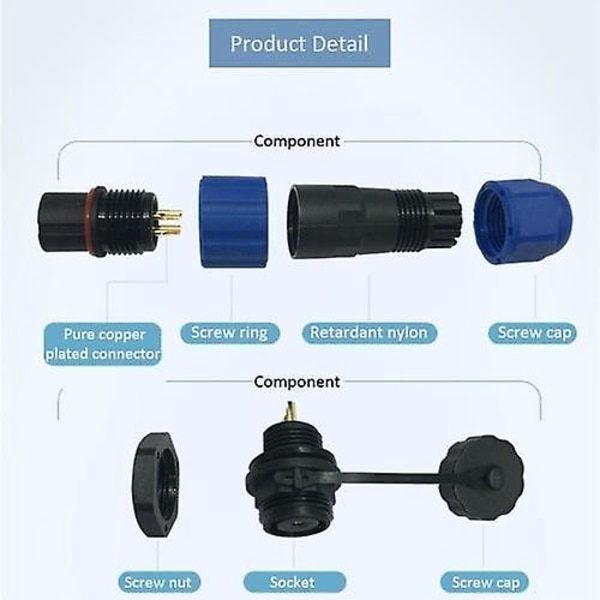 SP17 IP68 Vandtætte Kontakter Cirkulært Stik 17mm 4-polet Multi-kontakt