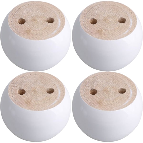 Set med 4 runda möbelben i vit eukalyptus 8 x 8 x 5 cm Klarar en vikt på cirka 100 kg-XF4-