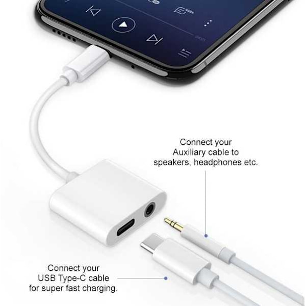 USB-C Kabel - Trippel Kombo Vit 15