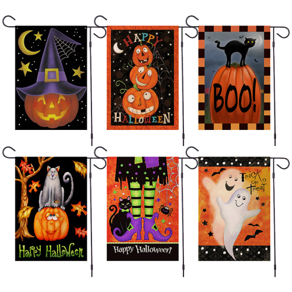 Halloween hagebanner, lin dobbeltsidig vertikal halloween verandadekorasjon, halloween hagebannerskilt 12,5" x 18" C-008 12" x 18"