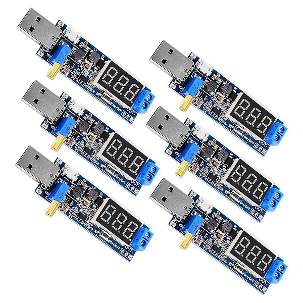 6 st USB Buck Boost-omvandlare 3,5 V-12 V till 1,2 V-24 V DC-DC Step Up Strömförsörjningsmodul Spänningsregulator