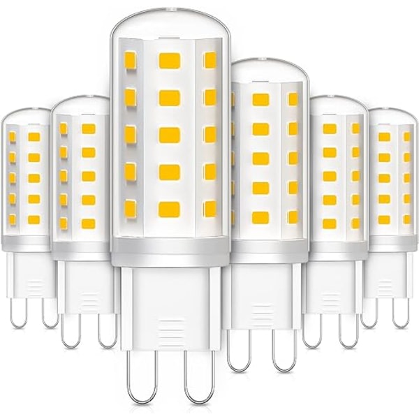 6 kpl G9 LED-polttimot, 3W vastaa 30W halogeenipolttimoa, lämmin valkoinen 2700K 380LM välkkymätön AC/DC 220-240V makuuhuoneen olohuoneen keittiön langalle