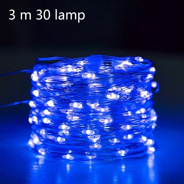 3-pack batteridrivna ljusslingor med fjärrkontroll, 3 meter 30 LED-lampor, för trädgårdar-FF- blue