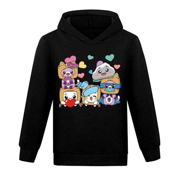 Drenge Piger Pullover 3d Print LANKYBOX Sweatshirt Hættetrøje sort black 130cm