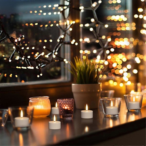 Rechargeable Tea Lights, 12 st Uppladdningsbara Ljus med Fjärrkontroll och Laddningsbas, LED Flamlösa-XF7-