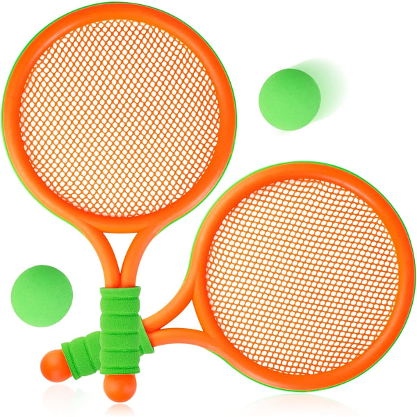 Tennisracketar til barn Plastracket sæt om 4 med tennisbolde