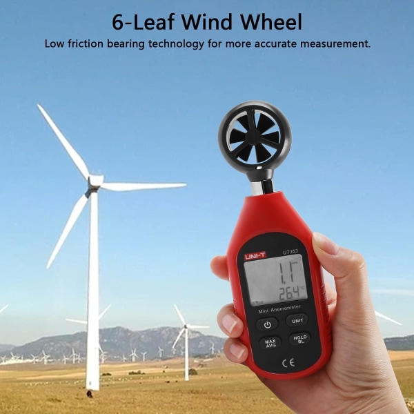 UT363 Mini Digital vindmätare Hög noggrannhet vindmätning