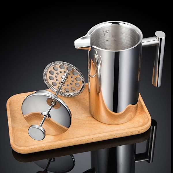 800 ml Kaffepresse, dobbeltvegget fransk presse i rustfritt stål
