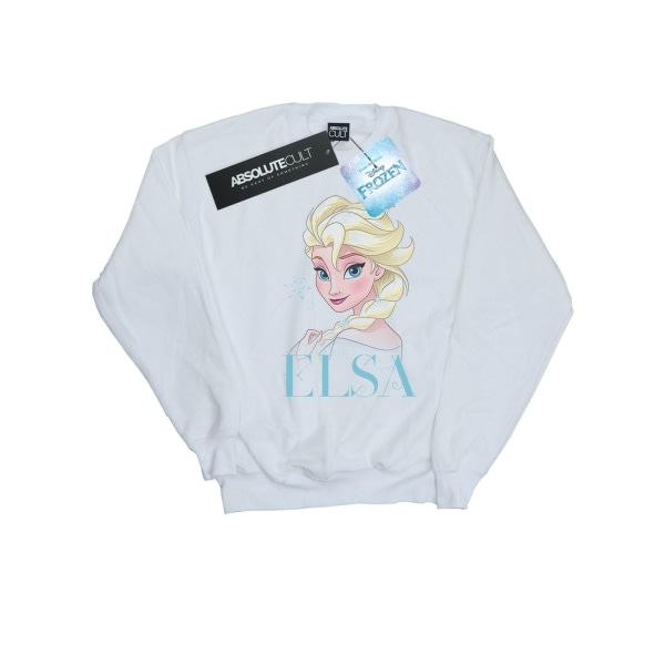 Disney Girls Frozen Elsa Snowflake Portrait T-shirt 7-8 år Hvid 7-8 år