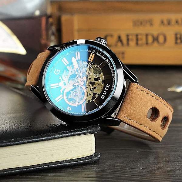 Herr Automatisk Skelett Mekanisk Armbandsur Casual Sportklocka
