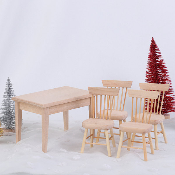 1 Sett Spisebordstol Modell 1:12 Dukkehus Mini Tremøbler
