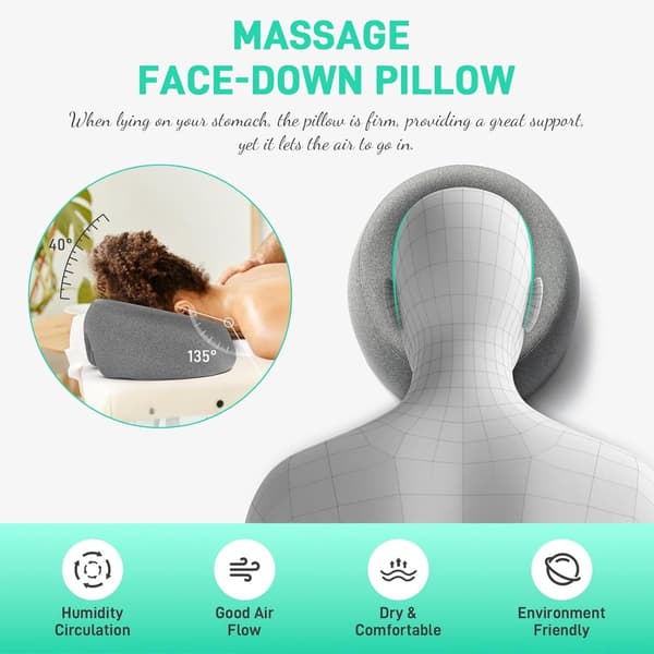 Ansiktskudde för massage, U-formad nackstöd i minnesskum, skönhetsbehandling, grå
