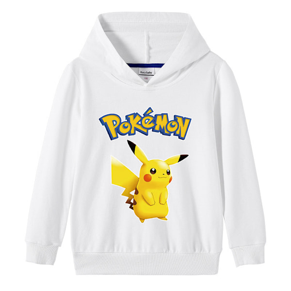 Tecknad Pikachu långärmad hoodie för barn tröja tröja White