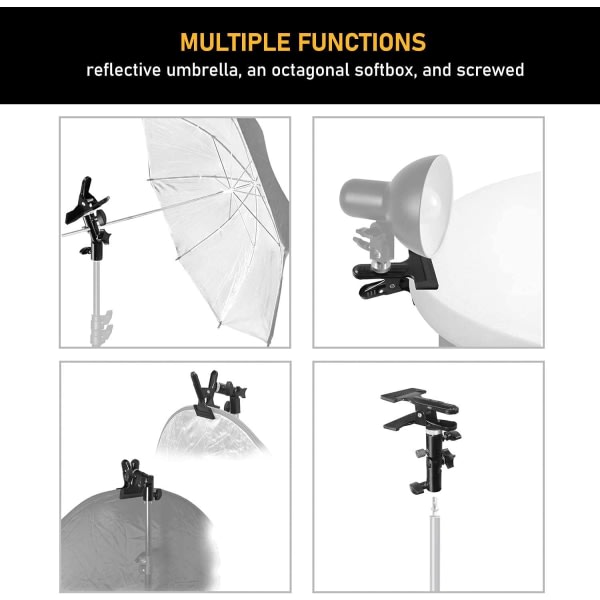 1PACK med paraplyreflektorhållare, skruvadapter med gänga i mässing og 5/8" lysstativ for reflektor