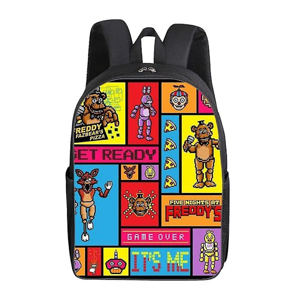 Five Nights At Freddy Ryggsekk 3D-trykk Fnaf Skoleveske Tegneserie-design Ryggsekker Laptopvesker Studentveske Skoleveske Gave[HK] 5- Perfekt 5 5 40x28x16cm