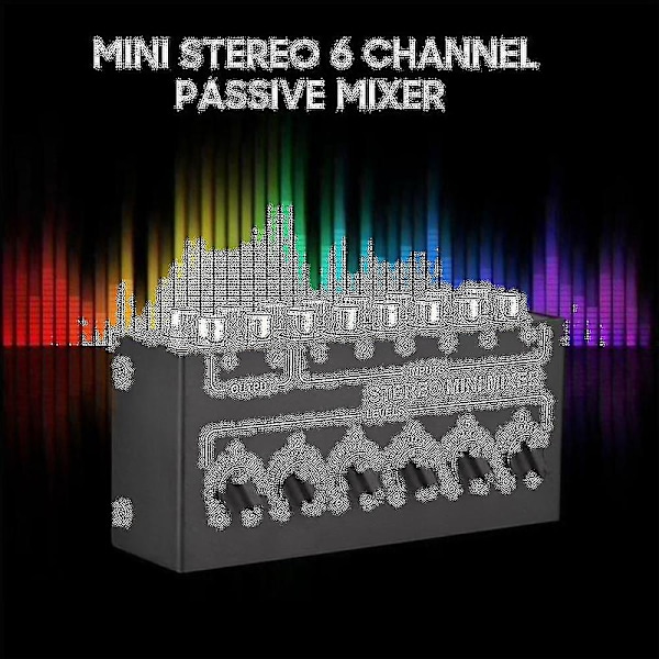 Cx600 Mini Stereo 6-kanavainen passiivinen mikseri Rca-kannettava äänimikseri 6 sisään 2 ulos stereon jakaja Vo