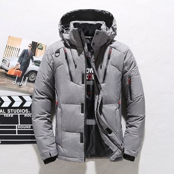 Grå XL Herr Vadderad Kort Termisk Jacka gray XL