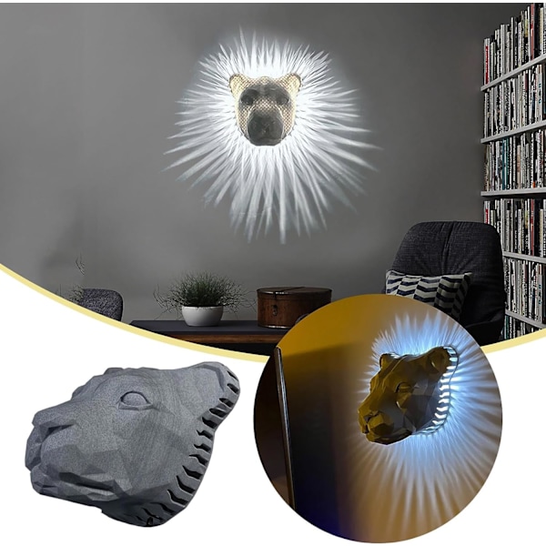 3D Kreativ Vägglampa 3D Örn Vägglampa 3D Lejon Vägglampa 3D Uggla Vägglampa lion