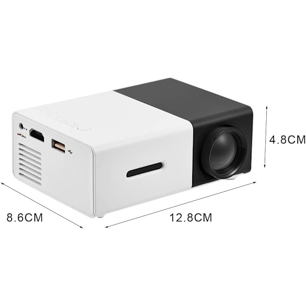 Mini LED Portabel Smart Fickbio Videoprojektor YG300 (MP20, Svart)