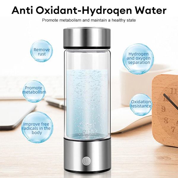 Vätevattengenerator Bärbar vattenjoniserare Uppladdningsbar USB 420ml