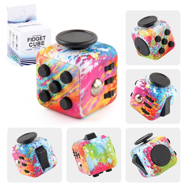 6-pak Anti-Stress Fidget Cube Legetøj til voksne og børn, angstlindrende sensorisk Fidget Cube-FF-