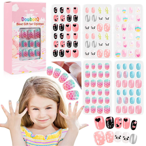 Douborq 120 st Barn Nagelbitar och Falska Nagelbitar Set-XF4-