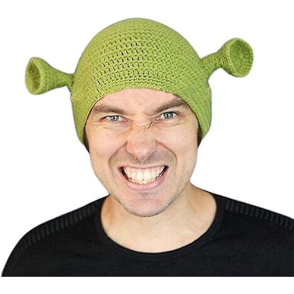 Unisex handgjorda Shrek-hattar - Lämmin ja kestävä käsintehty pipo - Villa talvihattu naisille ja miehille - Vihreä