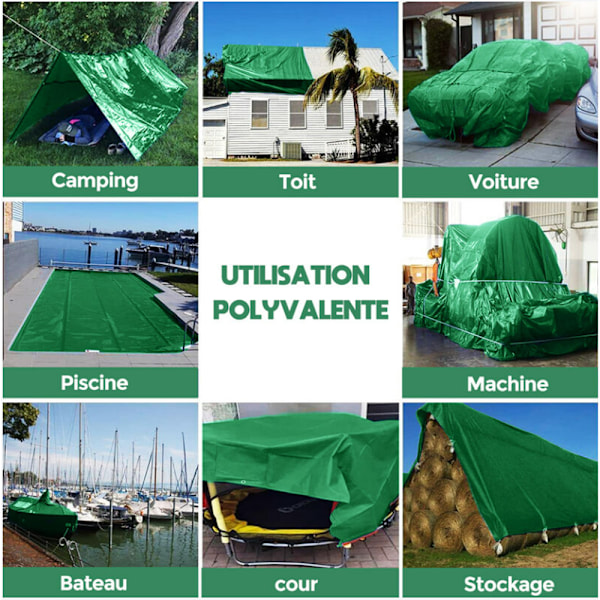 Ultraresistent tjock presenning (2x4m) - Grön, skydd, Prot-XF8-