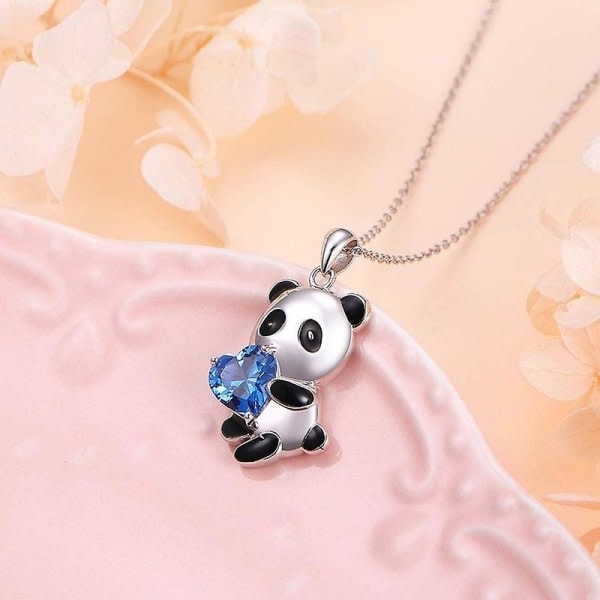Anheng Halskjede Panda Embrace Heart Utsøkte smykker Cartoon Animal Halskjede for daglig bruk Svart