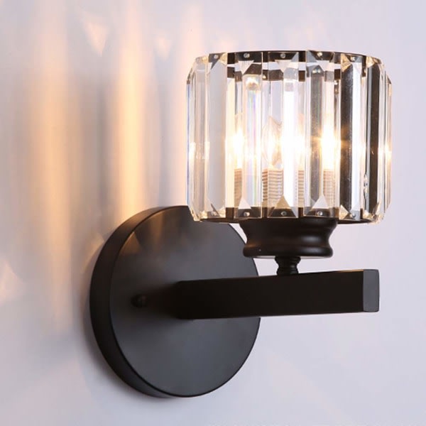 Krystallvegglamper Dekorativ veggbelysning Nattbordslampe Vegglampe Hjemmebelysning Glasslampeskjerm Lampe E27 Vegglampe (svart)
