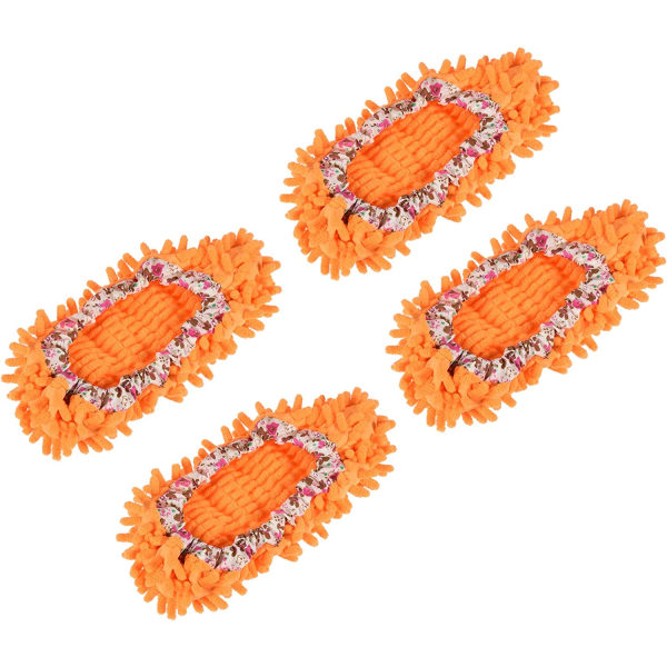 Tvättbart cover multifunktionellt chenille mikrofiber dammmopp mopp fotstrumpor hem golvverktyg, 4 orange paket