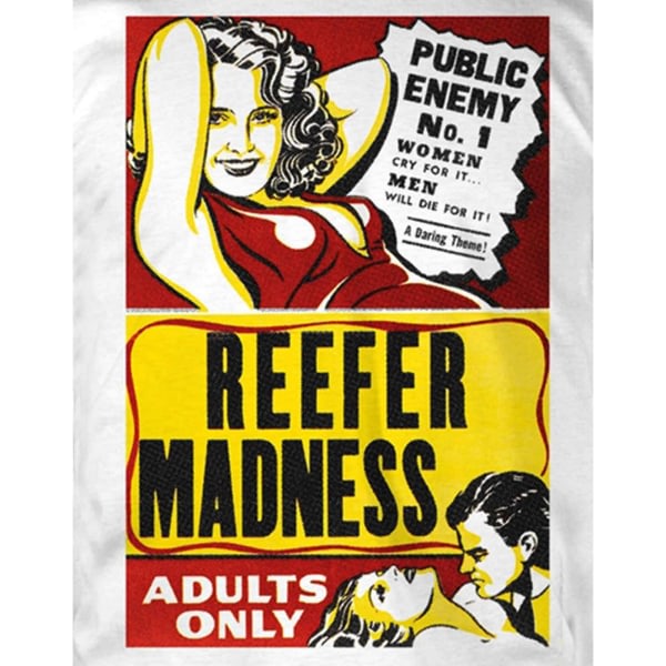 Reefer Madness Unisex Adult T-paita XXL Valkoinen Valkoinen XXL