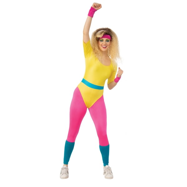 Bristol Novelty naisten aerobic-tytön asu M keltainen/vaaleanpunainen/sininen M