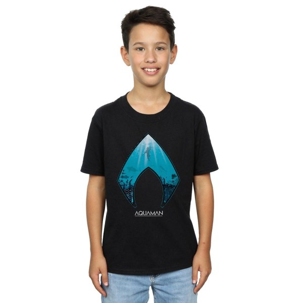 DC Comics Boys Aquaman Ocean Logotyp T-shirt 9-11 år Svart Black 9-11 Years