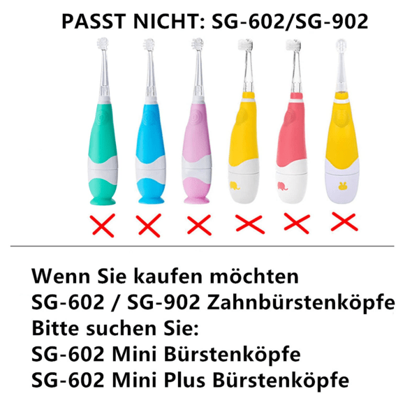 Elektrisk tannbørste for barn SG513 erstatningsbørste kompatibel med Dada Tech DT-BB1/YUNCHI K3， 4 myke erstatningshoder (4 små børstehoder)