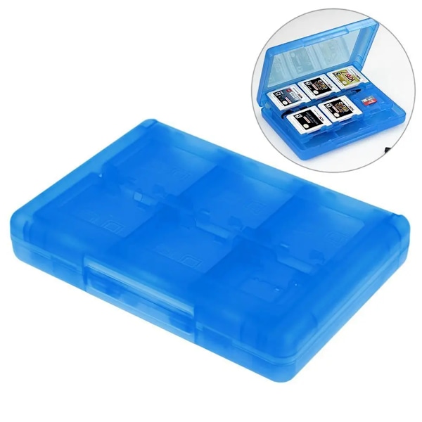 28-i-1 spelkortfodral kompatibelt med Nintendo NYA 3DS / 3DS / DSi / DSi XL / DSi LL / DS / DS Lite förvaringsboxhållare för kassett Sapphire Blue