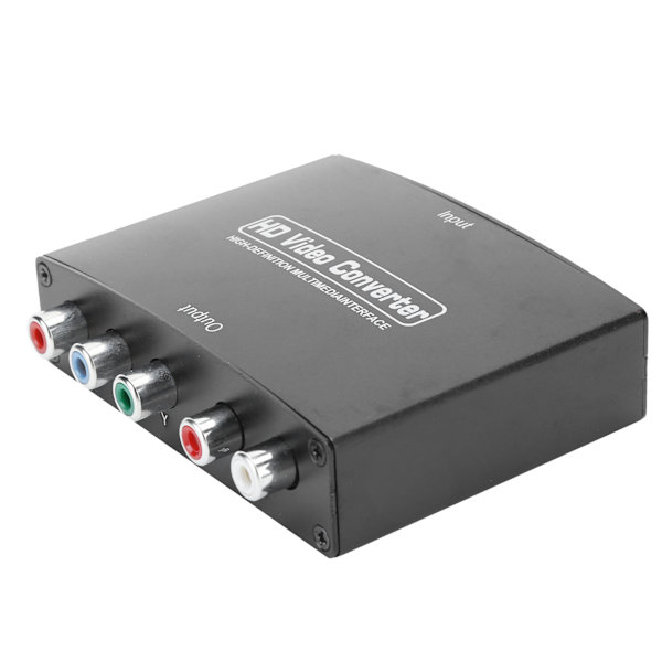HD Videokonverter HDMI til 5RCA RGB Fargeskillnad Komponentgrensesnitt YPbPr R/L Lydadapter 100-240VEU Plugg