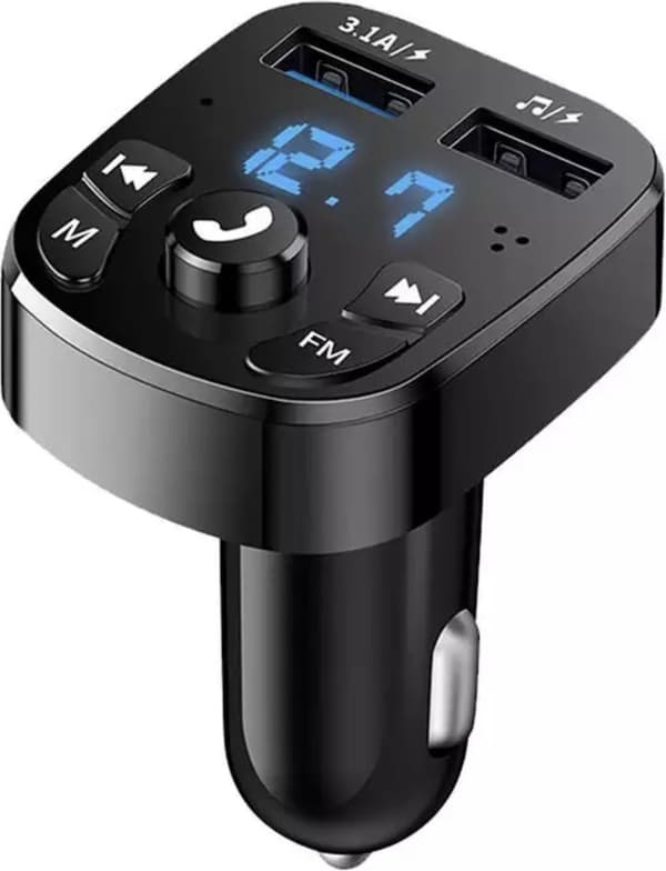 Trådløs FM-sender Bluetooth bilsæt håndfri opkald USB-oplader