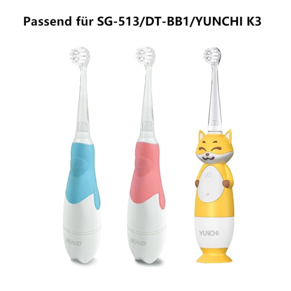 Elektrisk tannbørste for barn SG513 erstatningsbørste kompatibel med Dada Tech DT-BB1/YUNCHI K3， 4 myke erstatningshoder (4 små børstehoder)