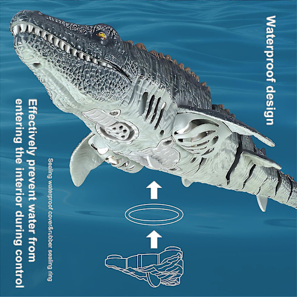 Kauko-ohjattava Mosasaurus vesilelu lapsille RC-vene dinosaurus 1:18 korkea simulaatio dinot valoilla ja vesisuihkulla - kylpy- ja uintilelu-XF10- orange