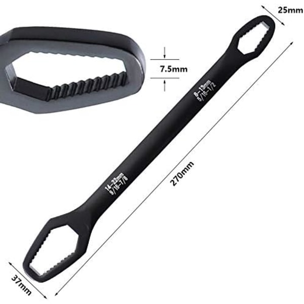 8-22mm Double-Head Universal Spanner,Black Steel Ratchet Wrench