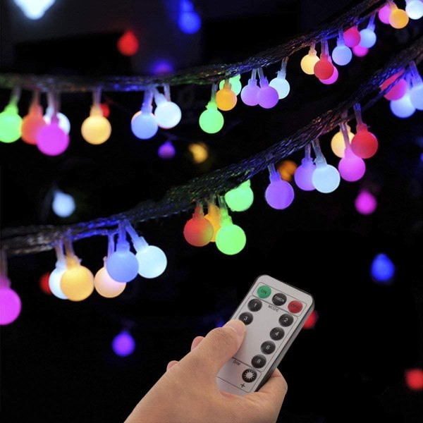 Kugleformede Fairy Lights, 8 tilstande 100 LED-stik udendørs streng