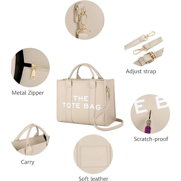 Dam Toteväska, PU Läder Tote Handväska, Axelremsväska, Crossbody Väska eller Handväska för Skola, Kontor, Resor (10,6X13X6,3 tum)-XF4-