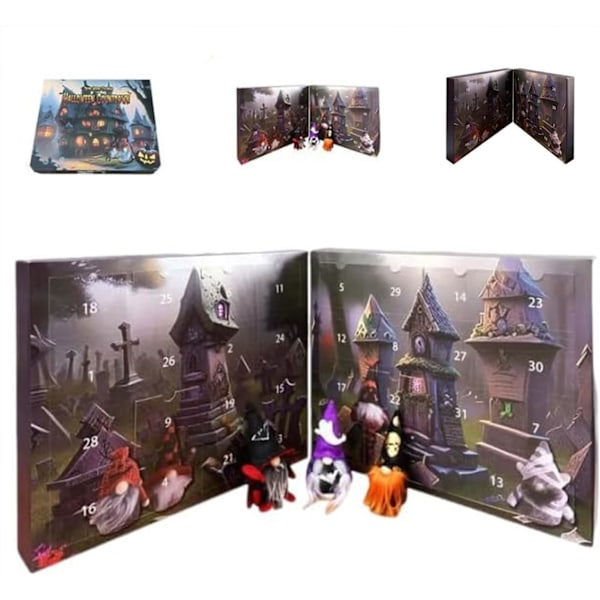 2024 Halloween-tomtekalender, 2024 Halloween-adventskalender, Halloween-adventskalender med 31 samlarfigurer