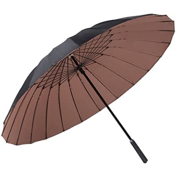 Stick Paraply Double Canopy 24 Ribs Sun and Rain Dual (kaffe)