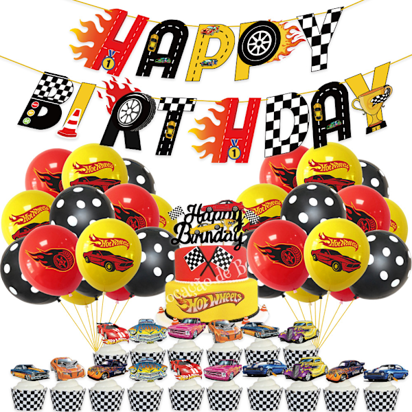 Hot Wheels festdekorationer: Giv dit racerløb liv! Package 2 30Pcs Balloons Set