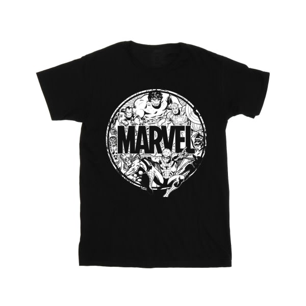 Marvel Comics Boys Logo Character Infill T-shirt 7-8 år Sort 7-8 år