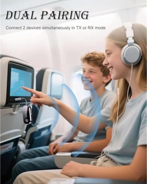 2 i 1 Bluetooth Transceiver 5.4 Trådløs Adapter til Fly med 3,5 mm