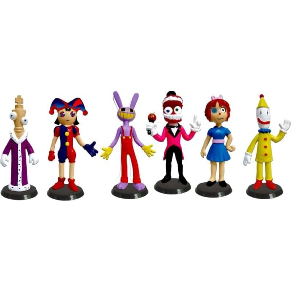 6-pack The Amazing Digital Circus Figures Set, Digital Circus Action Figur Skräck Seriefigur Action Figur Modell 6st-med bas